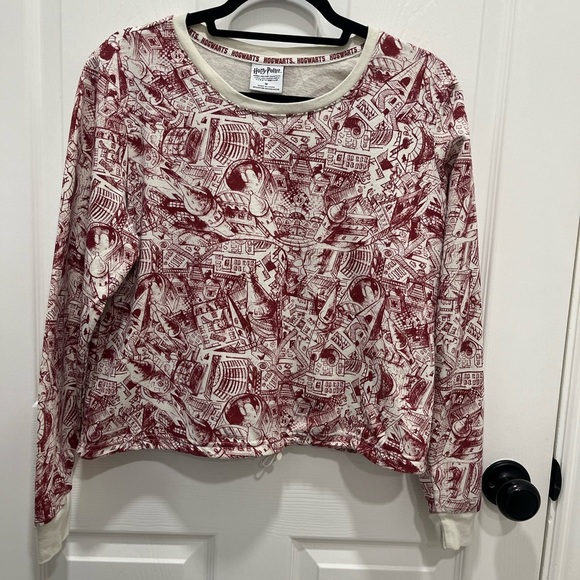 Harry Potter Hogwarts Maurader’s Map Cropped Toggle Sweatshirt Size M - Picture 3 of 9